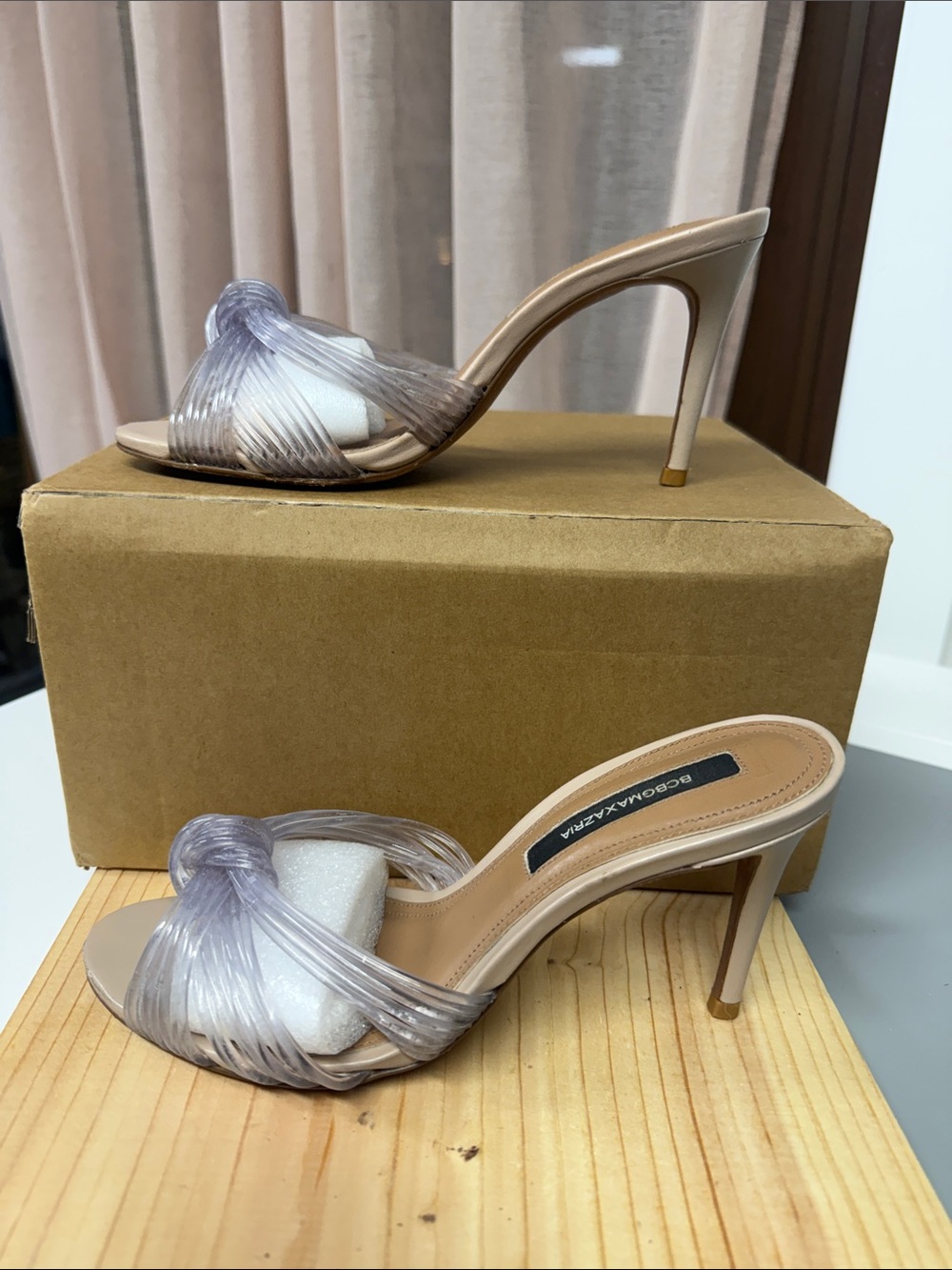 BCBGMaxAzria Lilac Translucent Knot Slide Heel